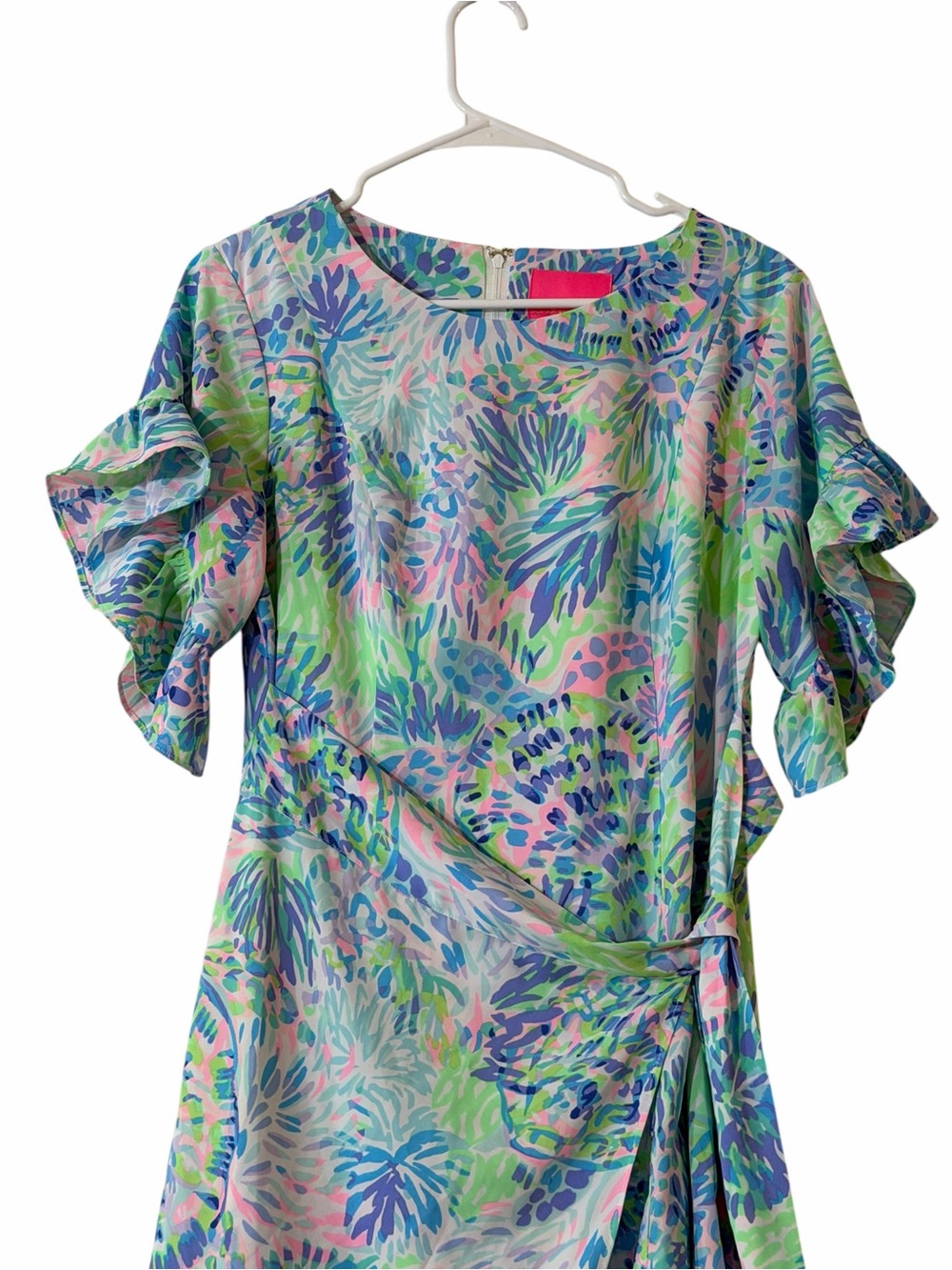 Lilly Pulitzer Darlah Dress Shell of a Party Print Size 6 Ruffle Wrap Mini Multi - Picture 7 of 8